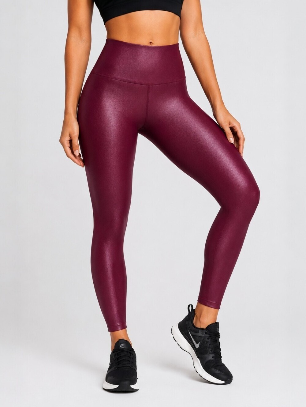 Carbon38 Takara Shine High Rise 7/8 Leggings S Fig Burgundy Metallic Made In USA